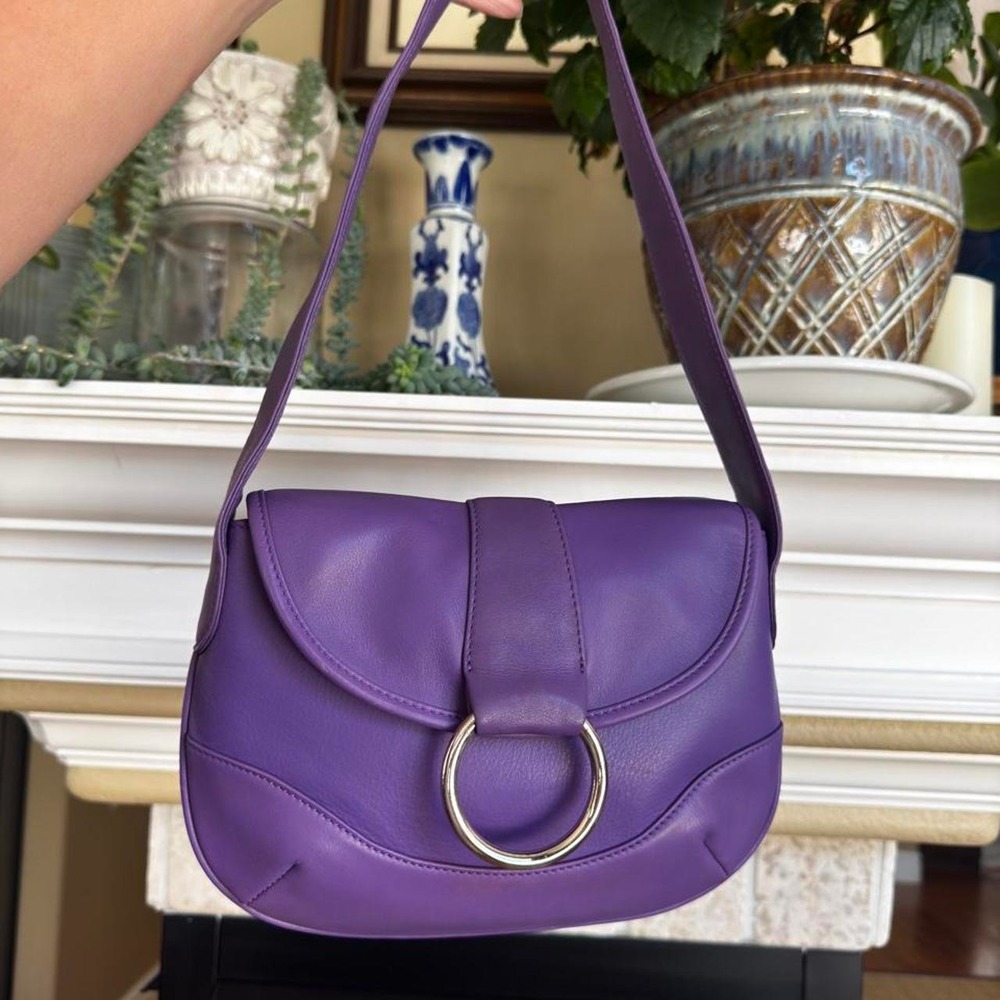Osgoode Marley Purple Leather Ring Detail Shoulder Bag